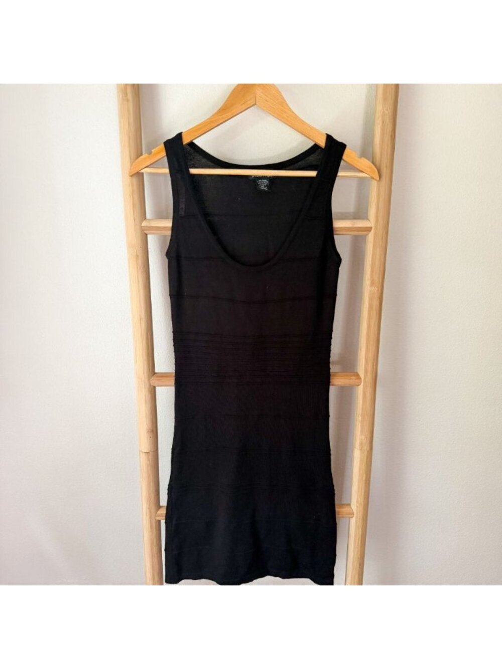 Sweater Project Black Sleeveless Bodycon Mini Dress Sheer Stretch Medium